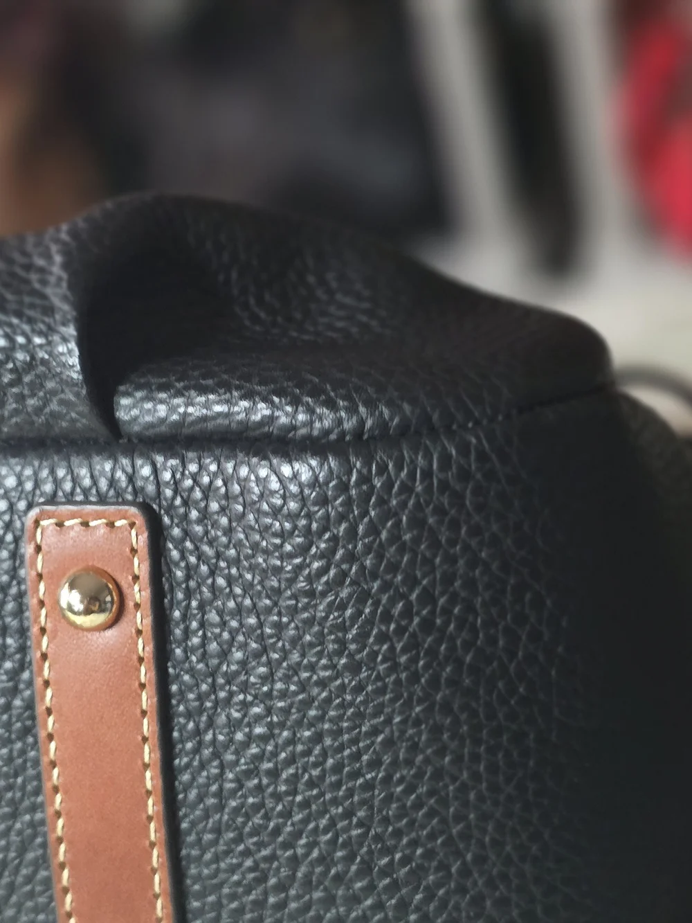 Dooney & Bourke Black Pebbled Leather Satchel with Brown Trim - Picture 5 of 7